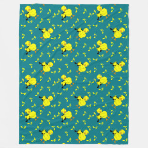Music Note Chick Pattern Fleece Blanket