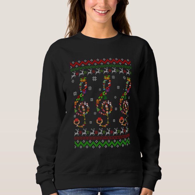 Music Note Christmas Ugly Sweater Musical Teacher  (Front)