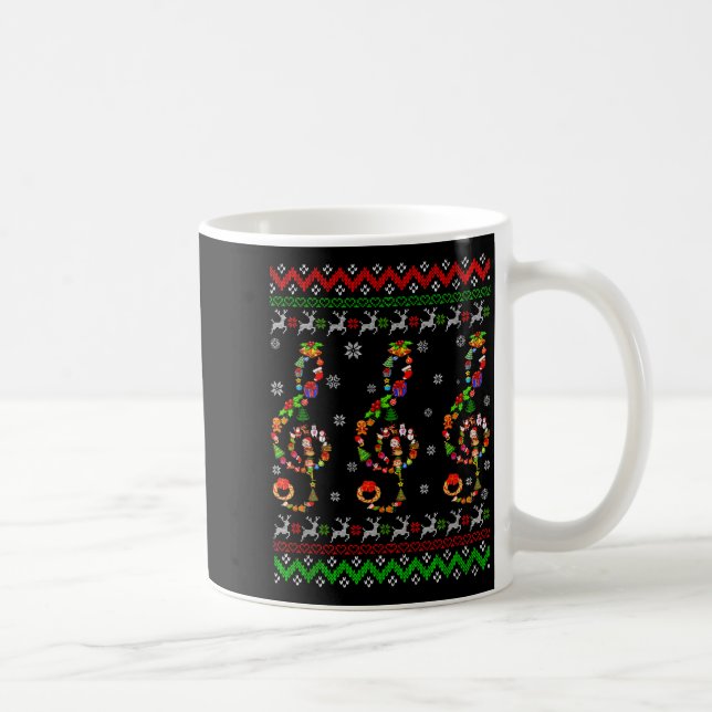 Music Note Christmas Ugly Sweater Musical Teacher  Coffee Mug (Right)