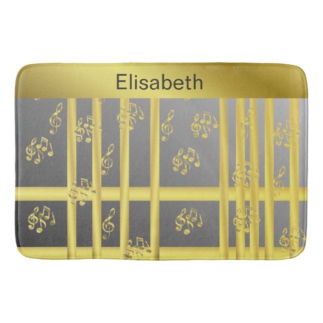 music, note, clef, band, symbol, shiny, elegant, b bath mat (Front)