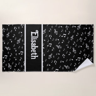 music, note, clef, band, symbol, shiny, elegant, b beach towel