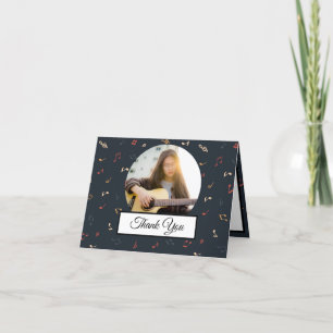 Music Note Colourful Pattern Theme Musician Photo Thank You Card
