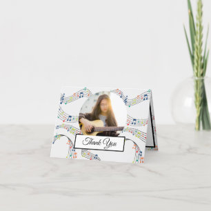 Music Note Colourful Pattern Theme Musician Photo Thank You Card