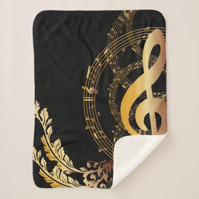 Music note elegant design sherpa blanket (Front)
