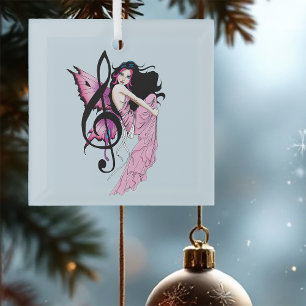 Music Note Fairy Glass Tree Decoration