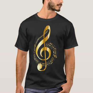 Music Note Gold Treble Clef Symbol T  for T-Shirt