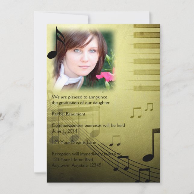 Music Note Graduation Announcement (Front)