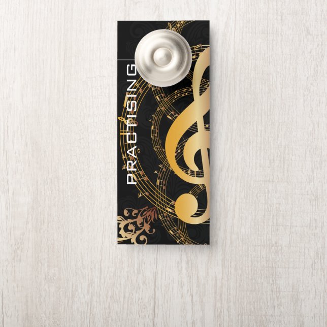 Music Note grey gold Luxury design Door Hanger (On Knob)