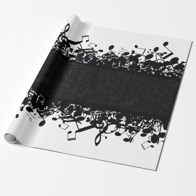 Music Note Guitar Classic Gift Wrapping Paper (Unrolled)