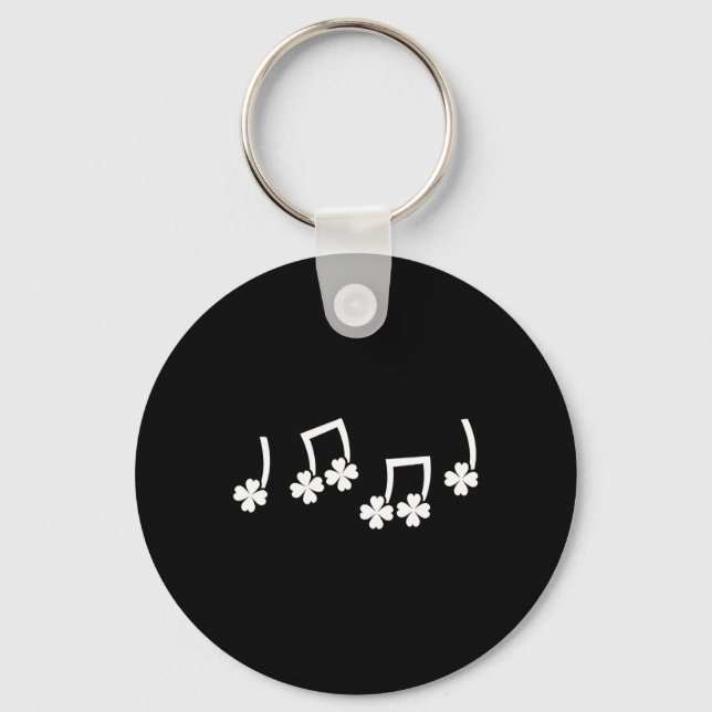 Music Note Irish St Patricks Day Funny Music Teach Key Ring (Front)
