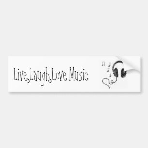 music note, Live,Laugh,Love Music Bumper Sticker