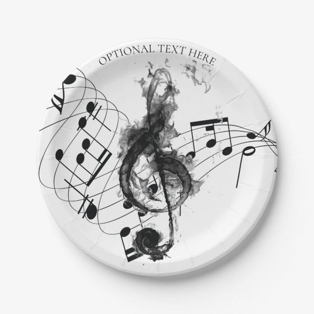 Music Note Luxury black and white Personalised Paper Plate (Front)