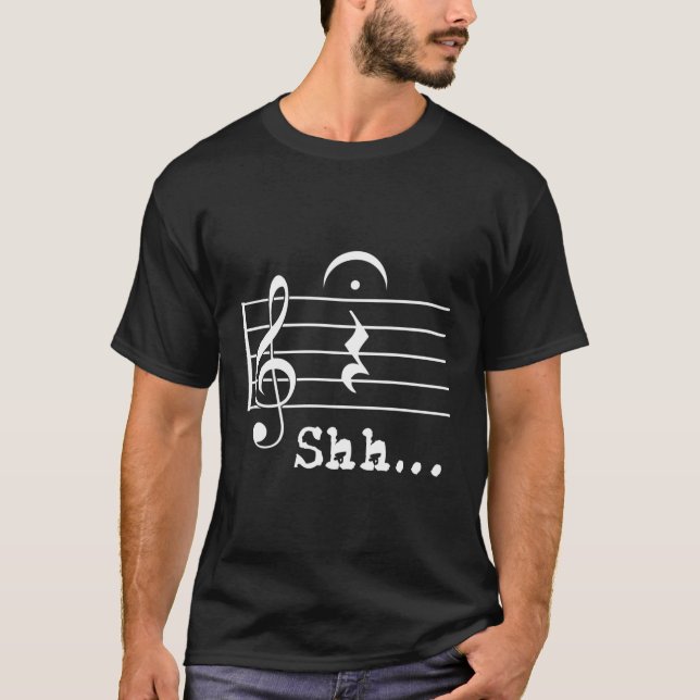 Music Note Musician Shh Quer Rest Fermata T-Shirt (Front)