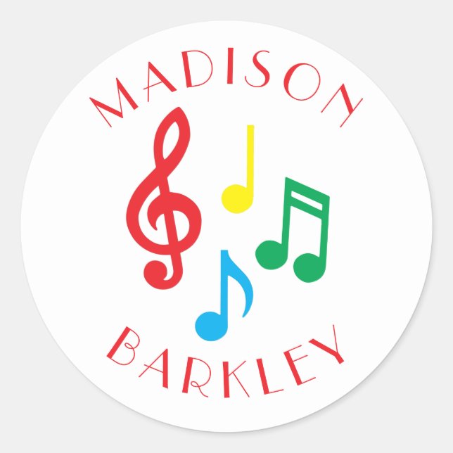 Music Note Musician Teacher Classic Round Sticker (Front)