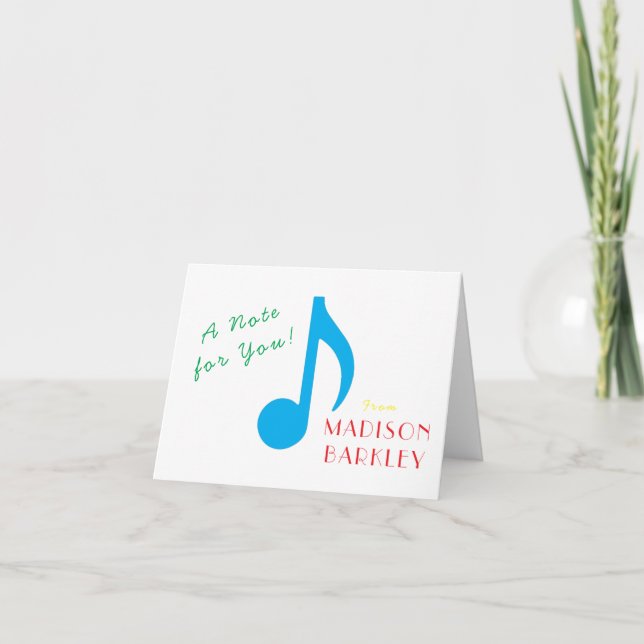 Music Note Musician Teacher Note Card (Front)