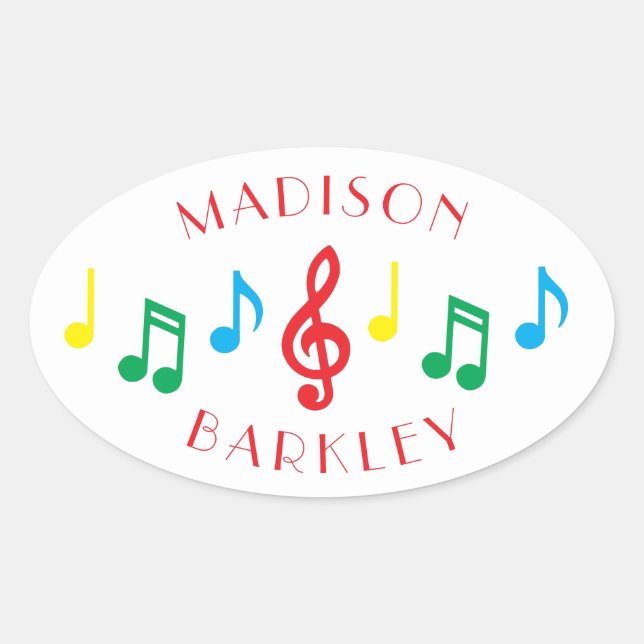 Music Note Musician Teacher Oval Sticker (Front)
