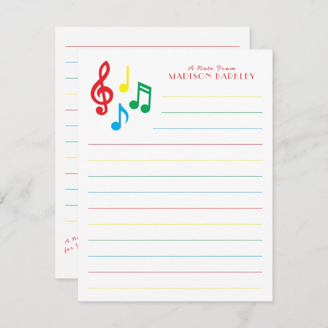 Music Note Musician Teacher Thank You Card (Front/Back)