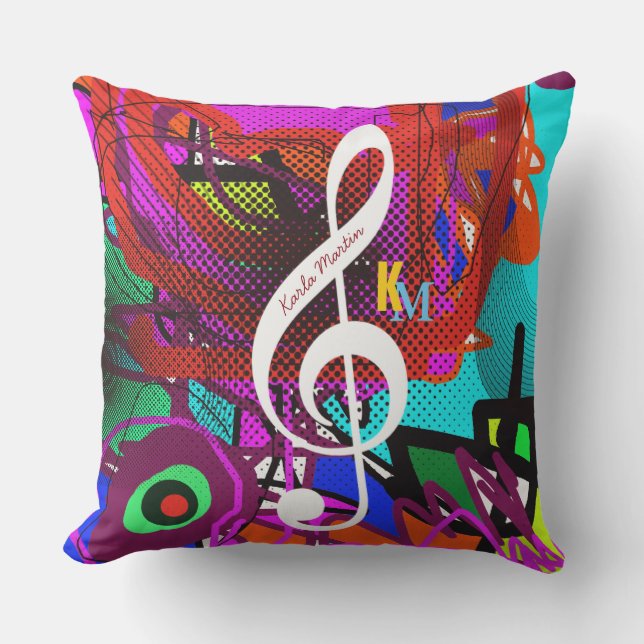 music note on abstract cushion (Front)