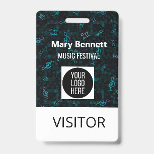 Music Note Pattern Lanyard Event Badge Holder ID Badge