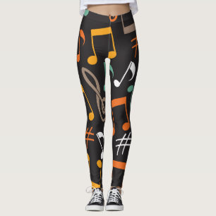 Music note pattern leggings