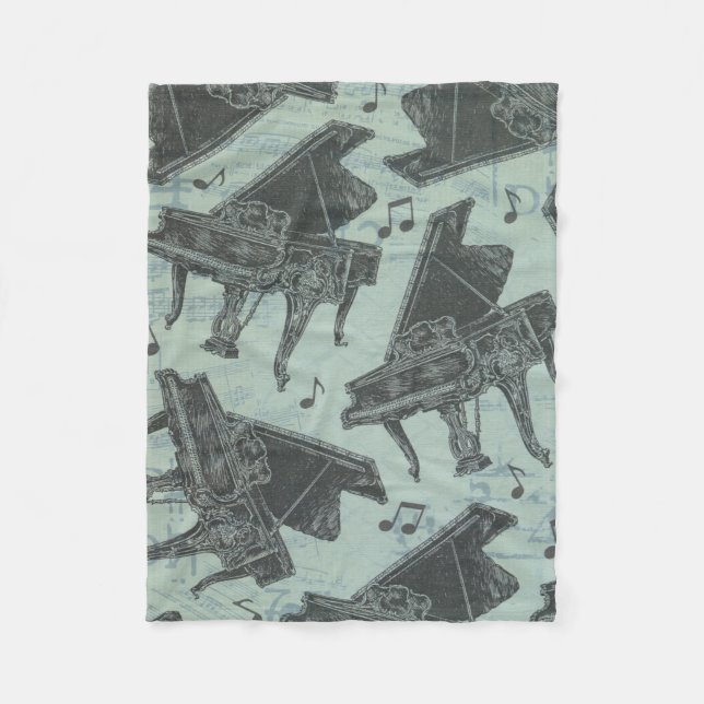 music Note Pattern Music Theme Fleece Blanket (Front)