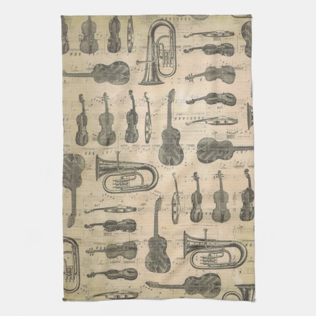 music Note Pattern Music Theme Kitchen Towel (Vertical)