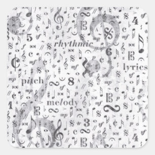 Music Note Pattern Music Theme Square Sticker