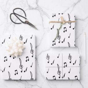 music note Pattern Music Theme Treble Clef  Wrapping Paper Sheet