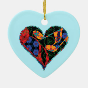 Music Note Patterned Heart Ceramic Tree Decoration