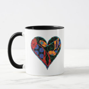 Music Note Patterned Heart Mug