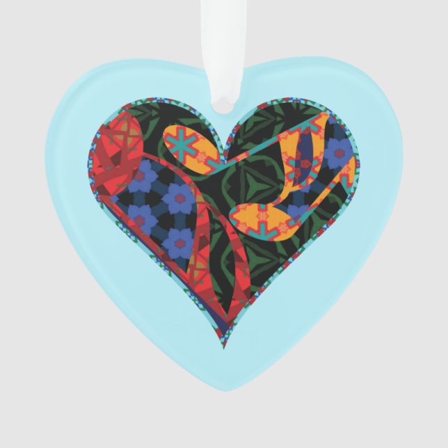 Music Note Patterned Heart Ornament (Front)