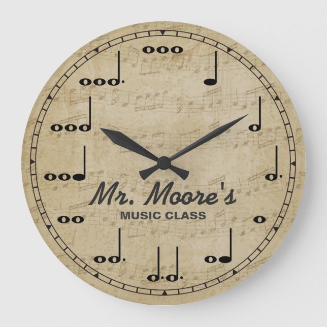 Music Note Personalizable Wall Clock (Front)