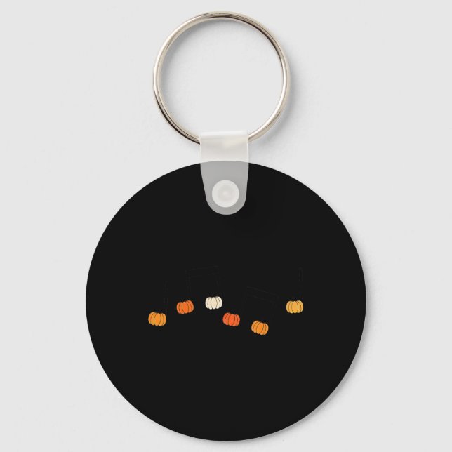 Music Note Pumpkin Fall Music Teacher Halloween Co Key Ring (Front)