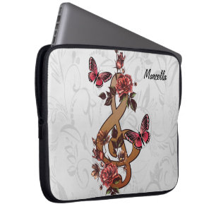 Music Note Roses and Butterflies Laptop Sleeve