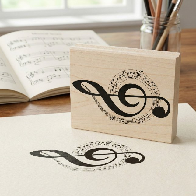 Music Note Rubber Stamp (Add a beat to your stationery.)