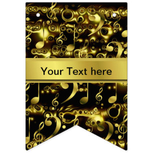 music, note, sheet music, gold, banner, template, bunting