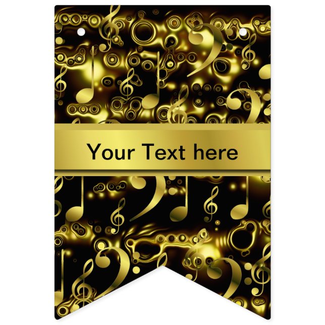 music, note, sheet music, gold, banner, template, bunting  (Sixteenth Flag)