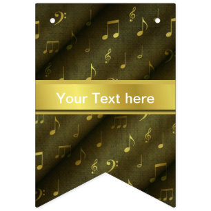 music, note, sheet music, gold, banner, template, bunting