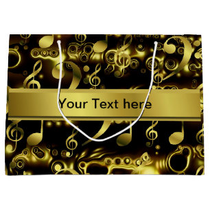 music, note, sheet music, gold, banner, template, large gift bag