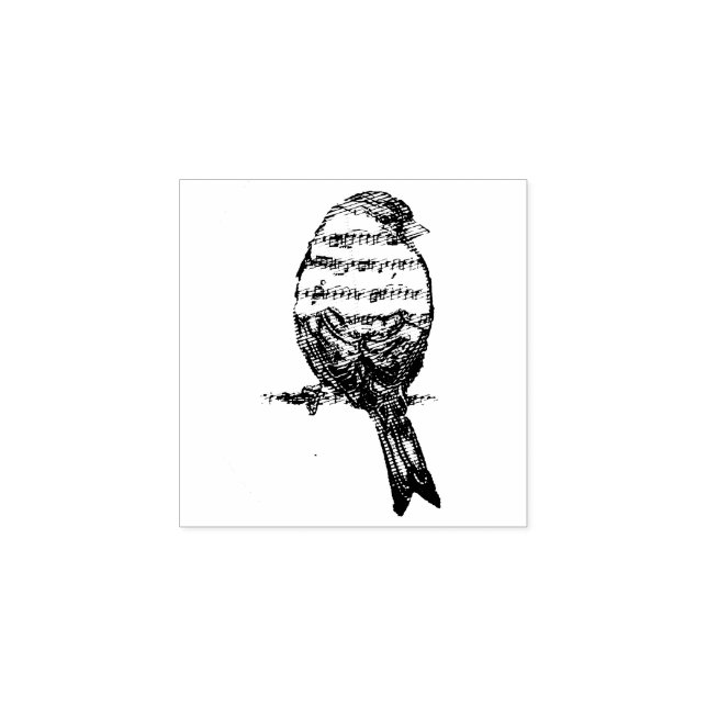 Music Note Singing Song Bird Rubber Stamp (Imprint)