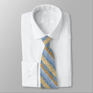Music Note Stripes Brown And Blue Neck Tie