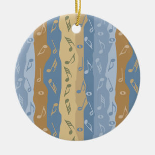 Music Note Stripes Brown And Blue Ornament