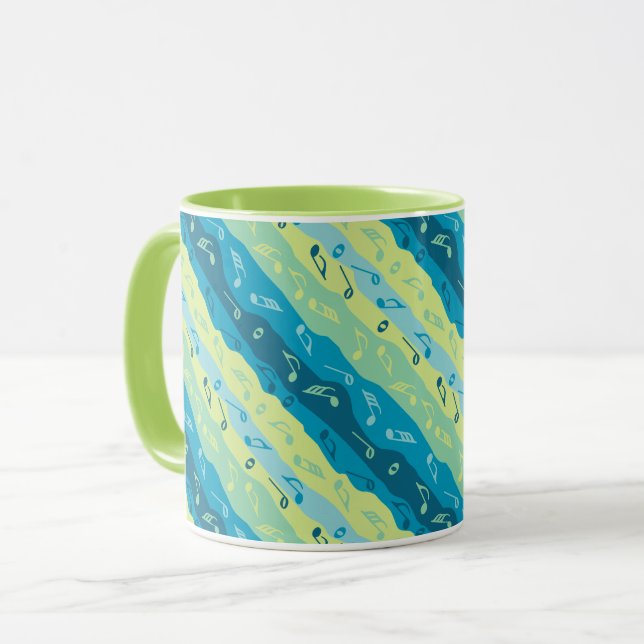 Music Note Stripes Green And Blue  Mug (Front Left)