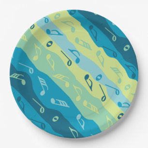 Music Note Stripes Red Paper Plate