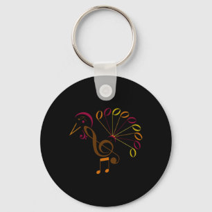 Music Note Symbol Turkey Music Teacher Thanksgivin Key Ring