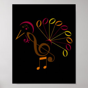 Music Note Symbol Turkey Music Teacher Thanksgivin Poster