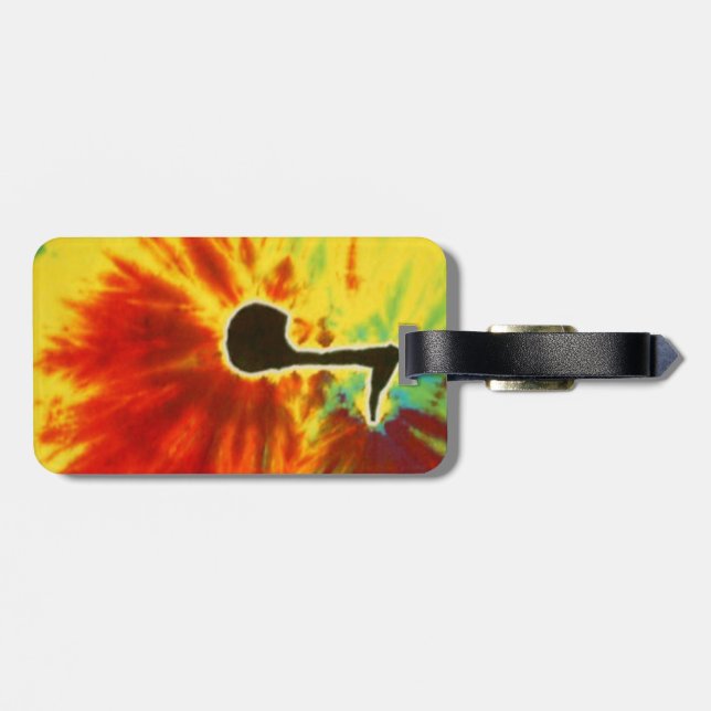 Music Note Tie Dye Unique Luggage Tag (Back Horizontal)