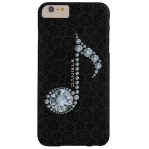Music Note White Diamonds Over Black Barely There iPhone 6 Plus Case