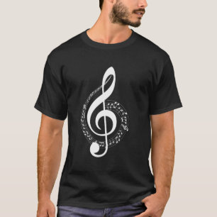 Music Note White Treble Clef Musical Symbol For Mu T-Shirt