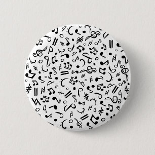 music notes 6 cm round badge